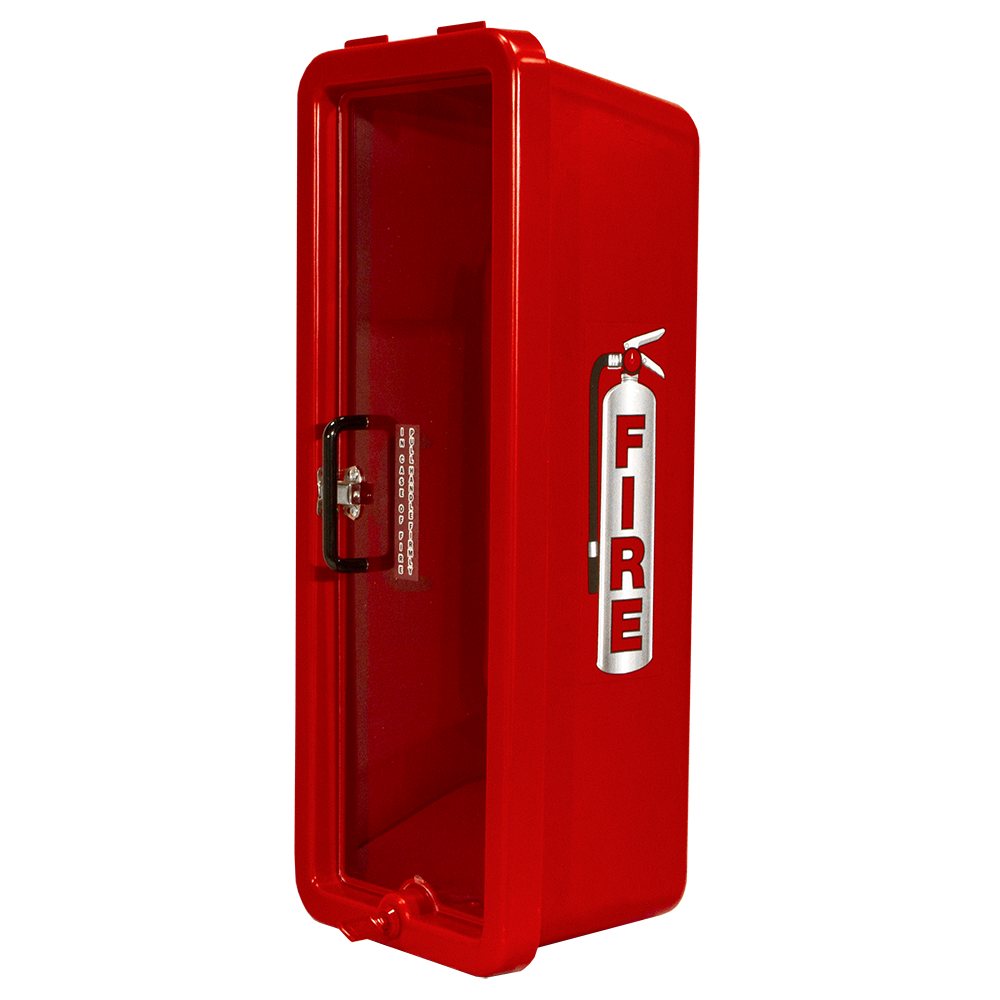 Cato Chief Pull to Open 5 lb Plastic Fire Extinguisher Cabinet, White, Hinged Door — manufacturer photo